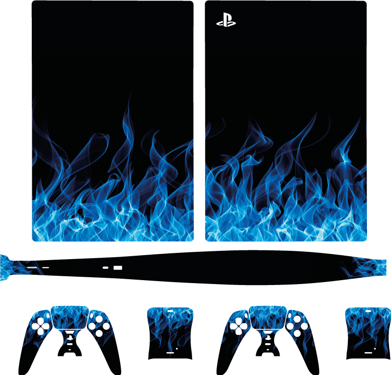 Blauwe vlammen PS5 sticker - TenStickers