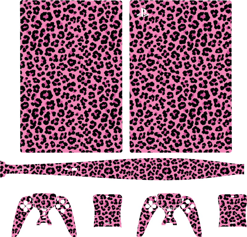 pink animal print pattern PS5 stickers - TenStickers