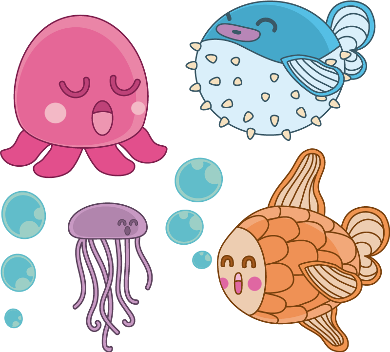 鱼贴纸 卡哇伊风格 - TenStickers