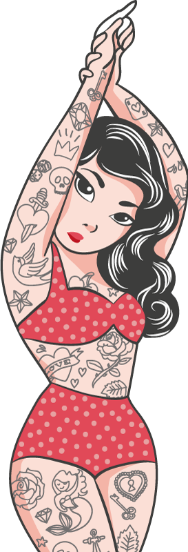 nalepky na stenu zvierata tetovaná pin-up postava - Tenstickers