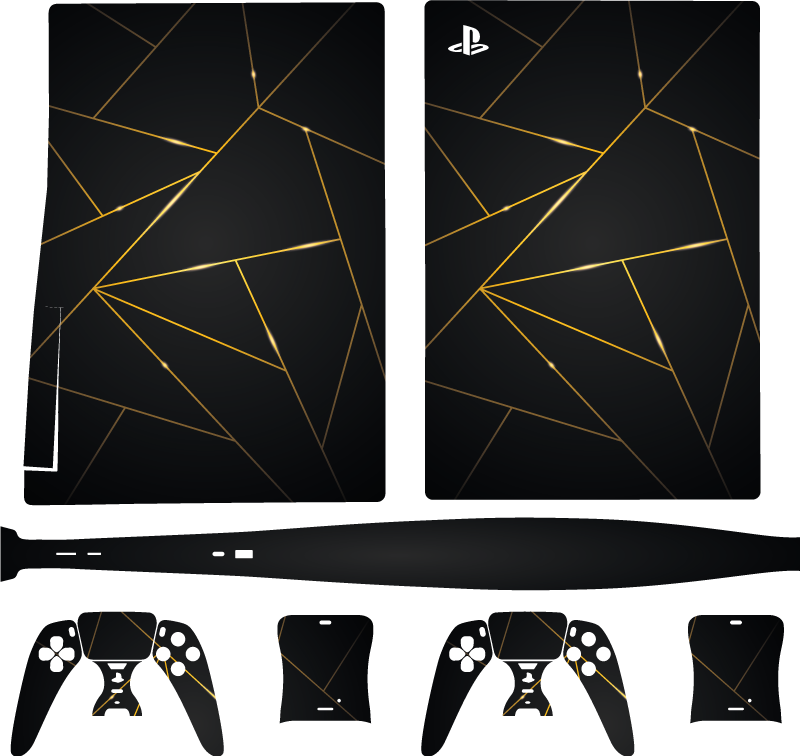 PS5 마스크 황금 다각형 배경 - TenStickers