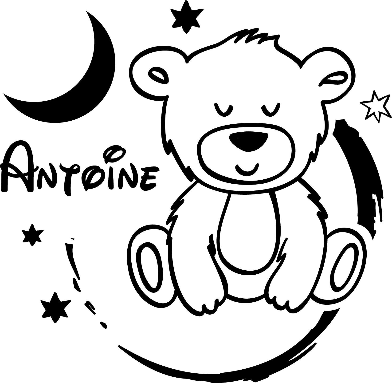 cute bear with stars wall stickers children's room - TenStickers