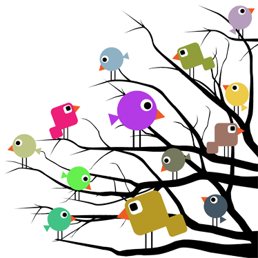 Vinilo infantil pájaros color ramas árbol - TenVinilo