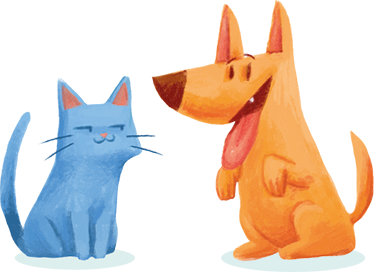 猫と犬のイラストステッカー Tenstickers