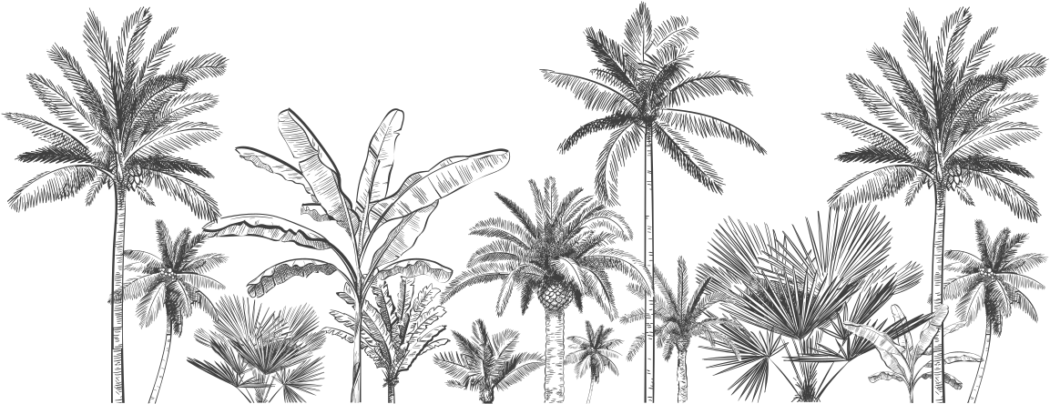 tropical trees sketch bathroom wall decal - TenStickers