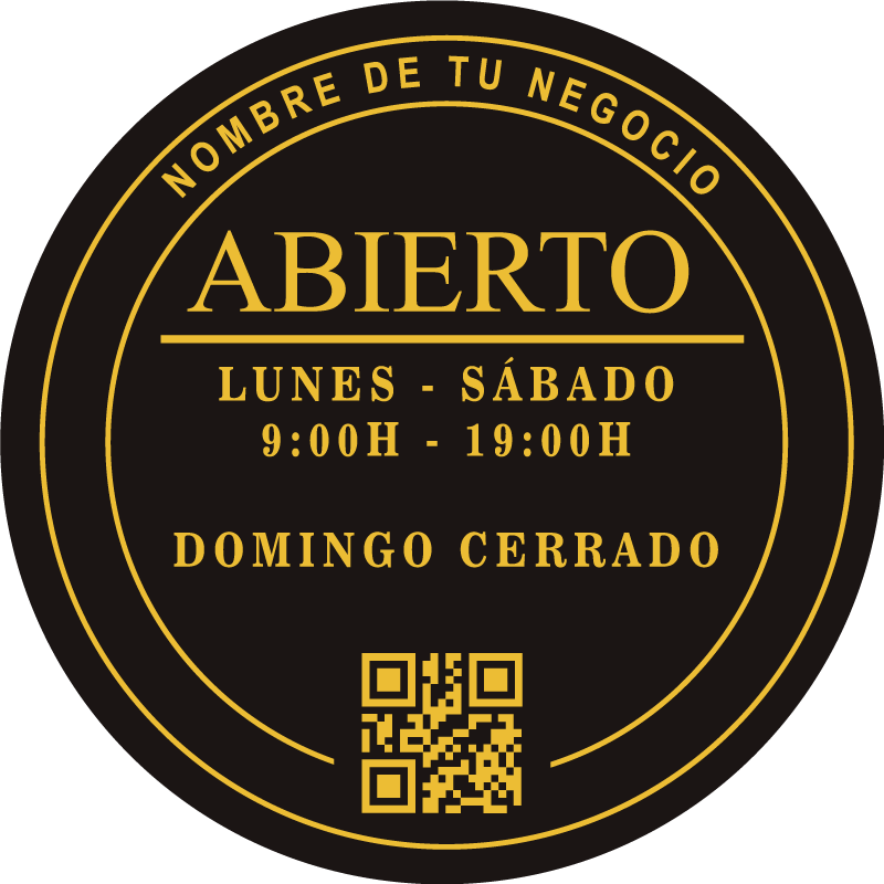 Pegatina horario de negocio y qr personalizable - TenVinilo
