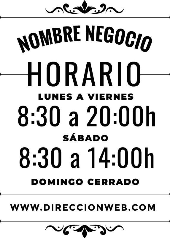Pegatina escaparate horario elegante - TenVinilo