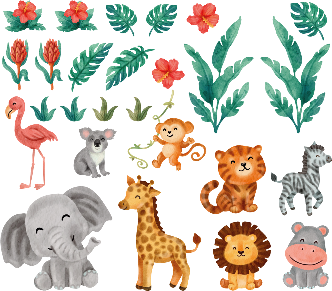 Cute Safari Animals Wall Sticker Children s Room