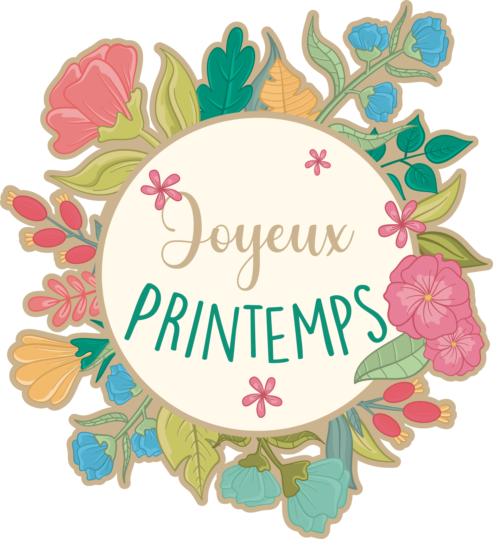 Sticker fenêtre joyeux printemps - TenStickers