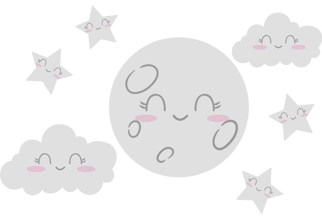 Vinilo decorativo infantil luna y nubes grises felices - TenVinilo