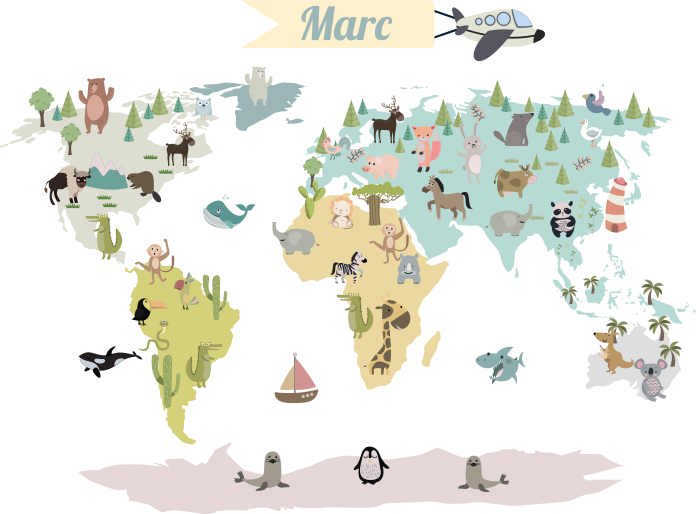 教育性贴纸 晚上的世界地图 - TenStickers