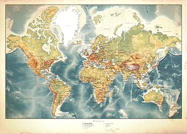 Adesivo mappa del mondo stile antico - TenStickers