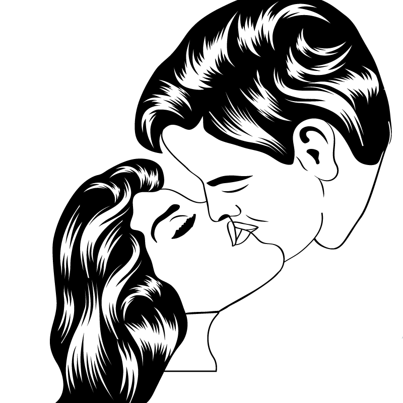 Vinilo decorativo dibujo pareja beso - TenVinilo