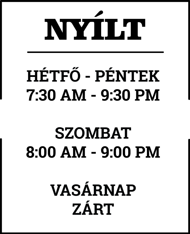 Nyitvatartási idő Matrica kirakat - TenStickers