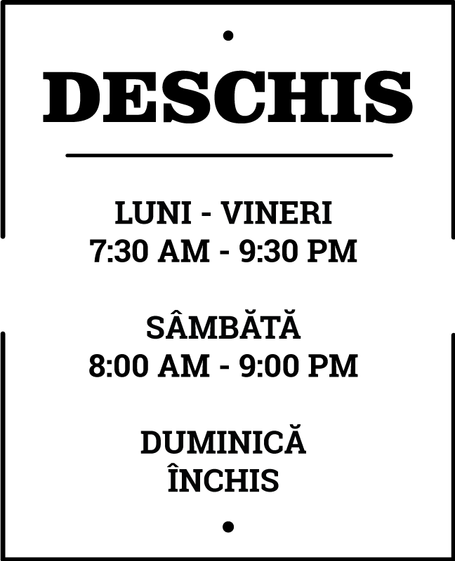 Autocolante magazin semne frontale ore de deschidere - TenStickers