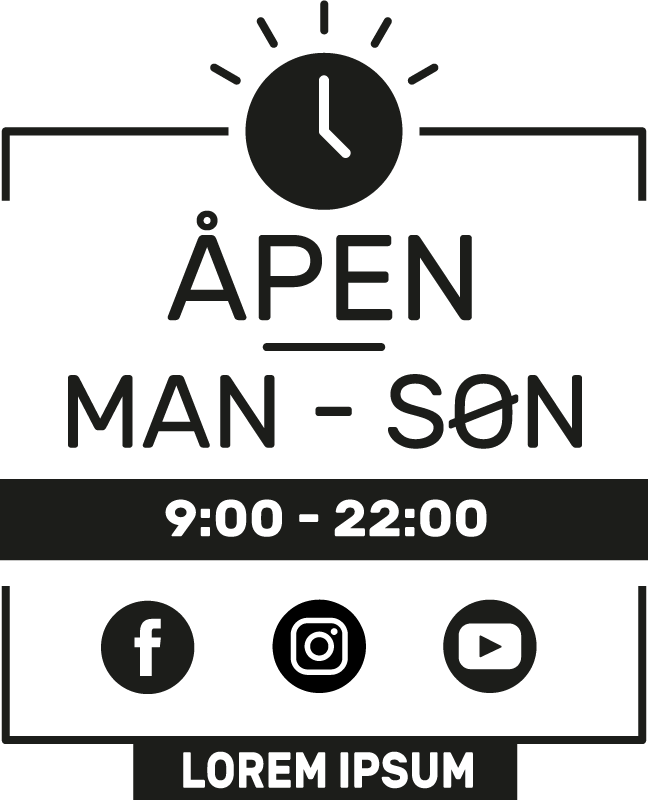 Personlig timeplan butikkvindu klistremerke - Tenstickers