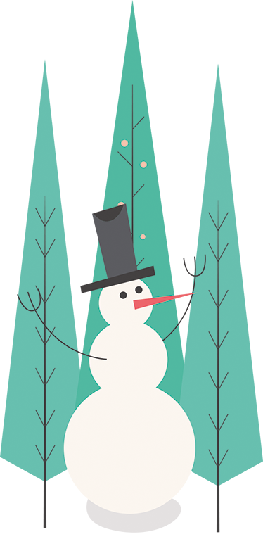 Wandtattoo Schneemann mit Bäumen - TenStickers