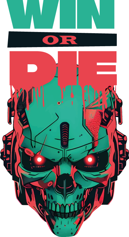 Pegatina videojuego cráneo cibernético - TenVinilo