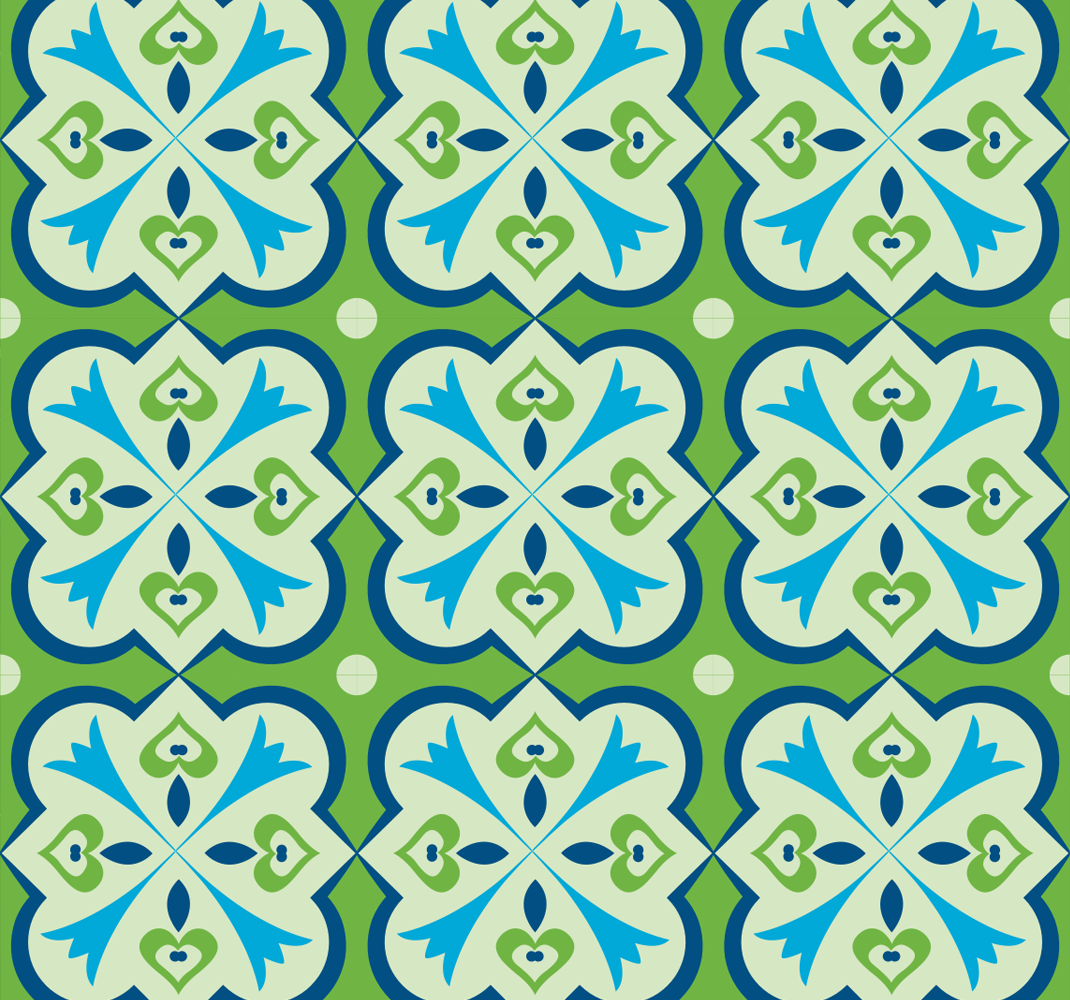 Wandtattoo Esszimmer grünblaues Fliesenmuster - TenStickers