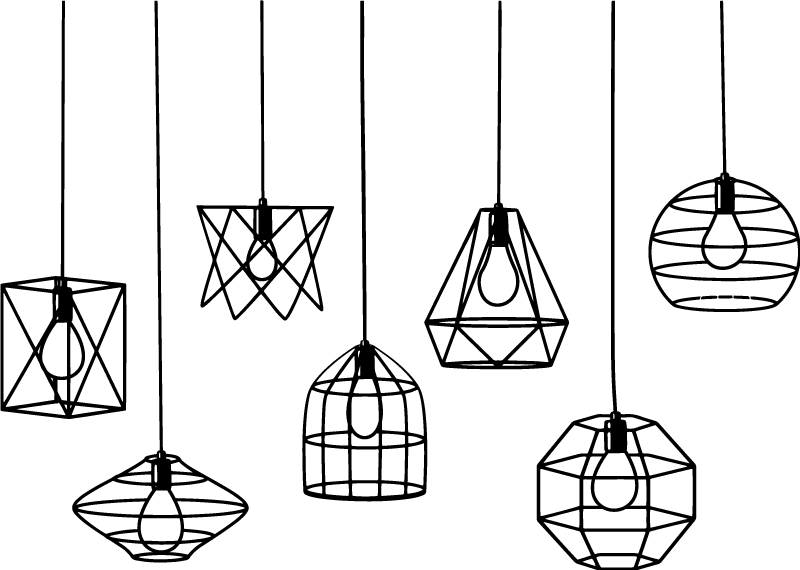 Monochrome suspended lamps wall stickers for dining room - TenStickers