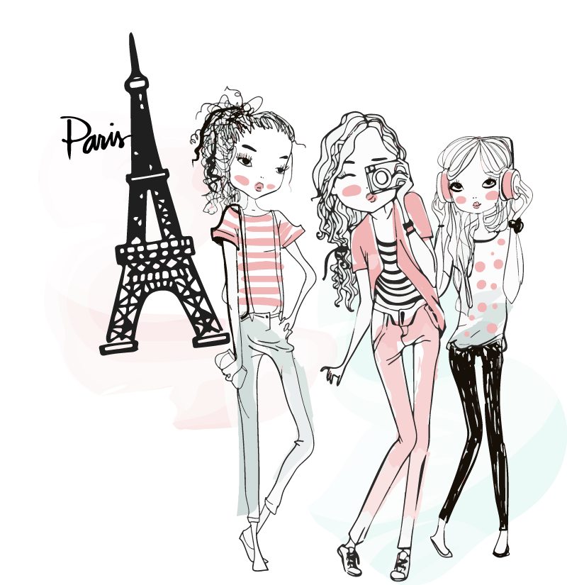 Sticker chambre ado filles parisiennes qui traînent - TenStickers