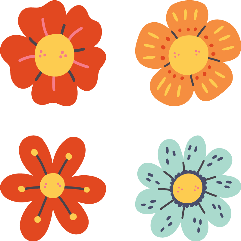Retro flowers car sticker - TenStickers
