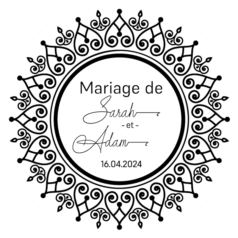 Sticker mariage mandala rond personnalisé - TenStickers