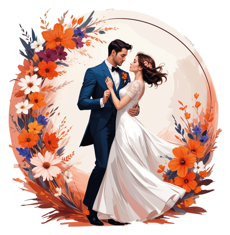 Sticker mariage illustration de mari et femme - TenStickers
