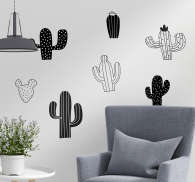 roekeloos binden Infrarood Slaapkamer muursticker cactus zwart wit - TenStickers