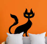 JUNGEN Adhesivo de pared de gato negro Pegatina de Vidrio PVC Decoración creativa de halloween para Dormitorio sala Café Tiendas 13×11cm 