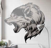 Autocollant Tête De Loup Prédateur - 30x20 Cm - Sticker Voiture, Fabriqué En Allemagne