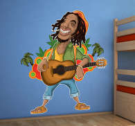 Autocollant mural dessin rasta - TenStickers