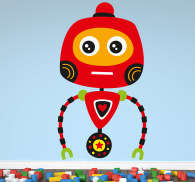 Rød robot barn klistremerke