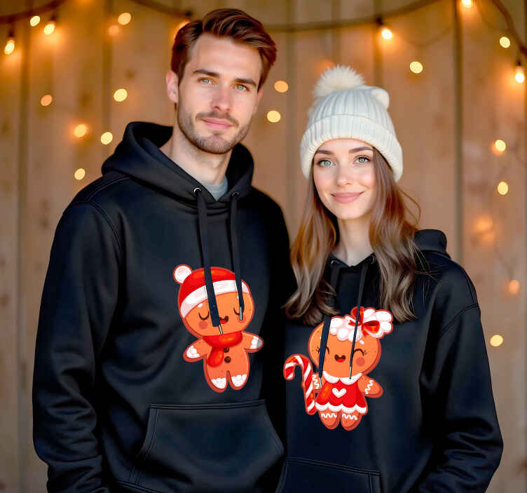 Gingerbread couple in love couple t-shirt - TenStickers
