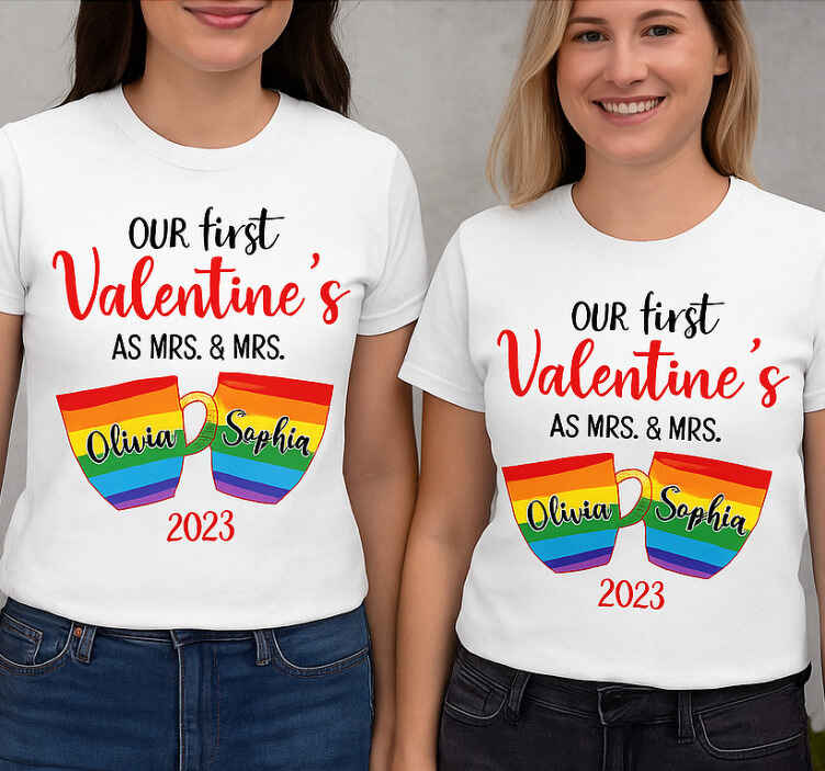 Camisetas parejas primer san valentín lgbt - TenVinilo