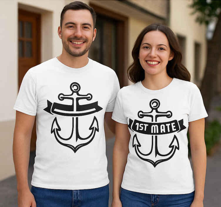 T-shirt couple capitaine - premier matelot - TenStickers