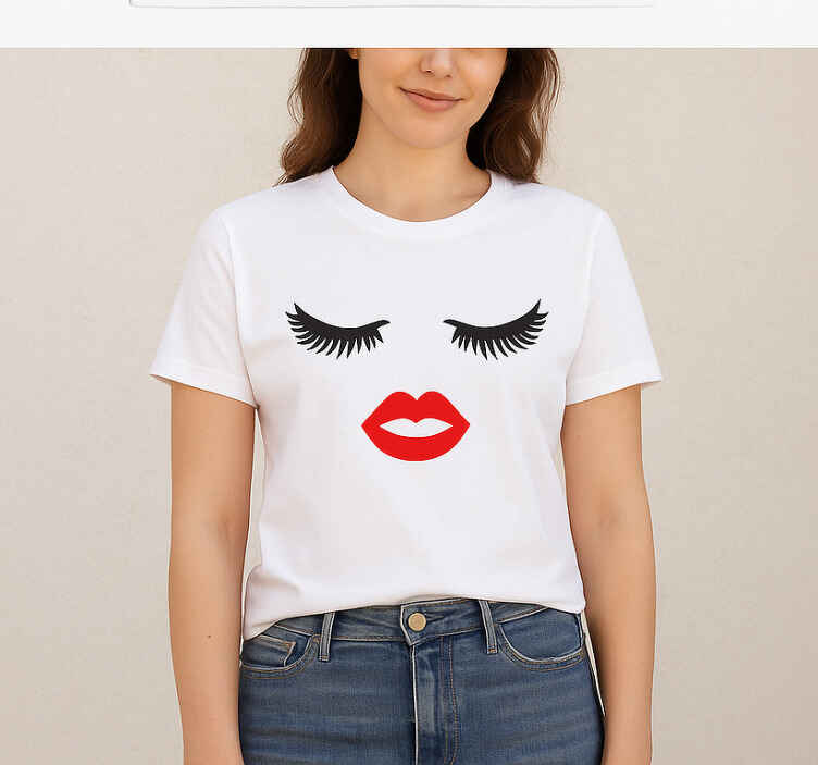 Tee-shirt mère et fille cils et lèvres - TenStickers
