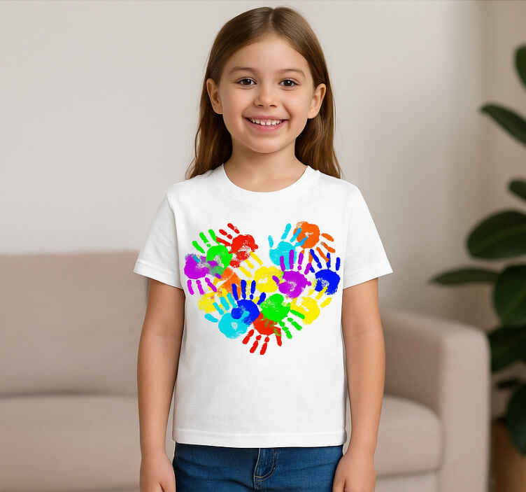 T-shirt com impressões de mãos em coração - TenStickers