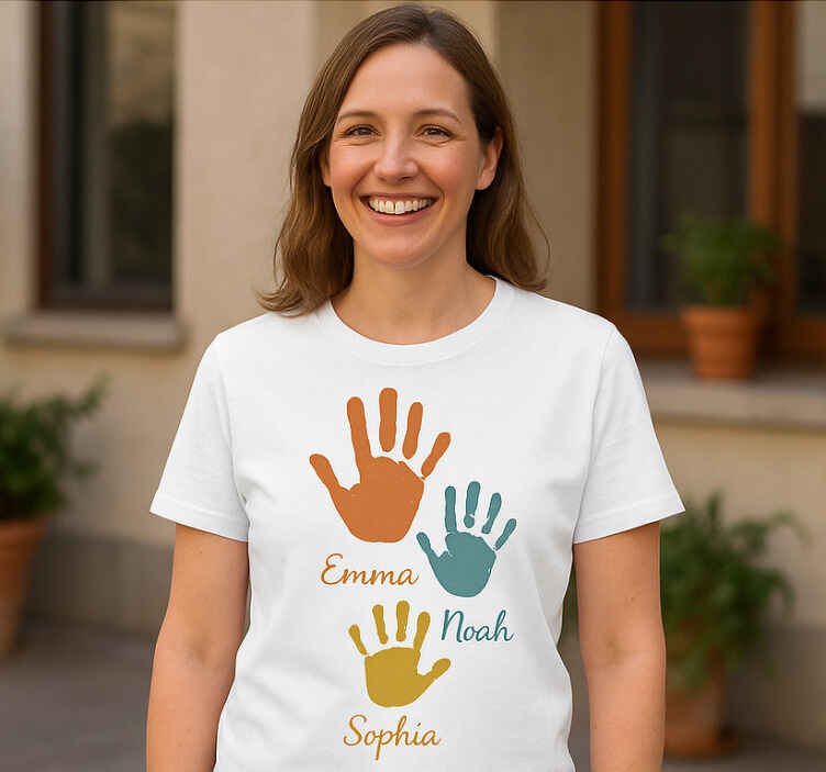 Original t-shirt med personlig håndaftryk design - TenStickers