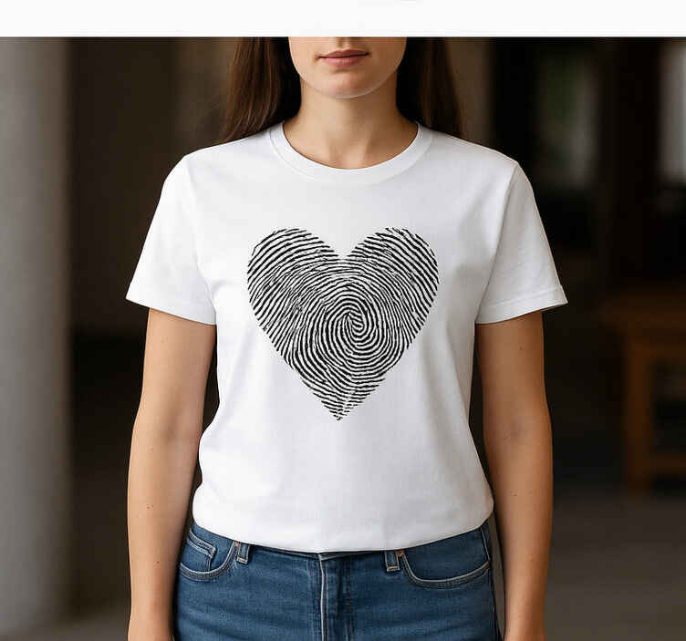 Personalized heart fingerprint t-shirt - TenStickers