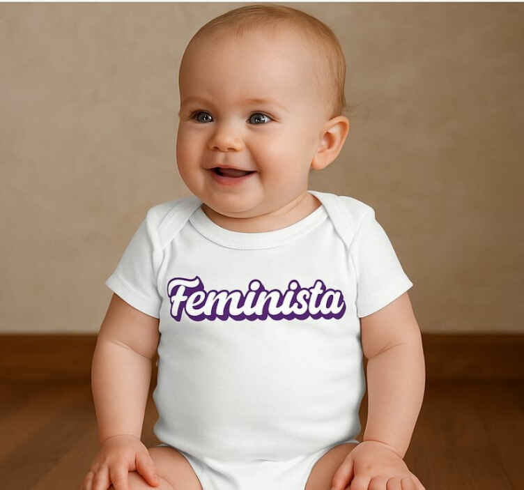Body feminista diseño tipográfico minimalista violeta escritura f - TenVinilo