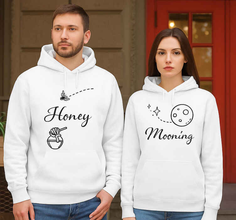 Couple t shirt monochrome honeymooning - TenStickers