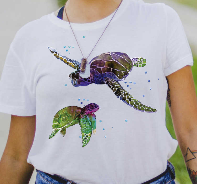 Camiseta de mujer abstracta tortugas coloridas - TenVinilo