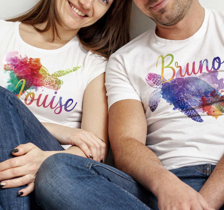Camisetas para parejas con nombre tortugas - TenVinilo