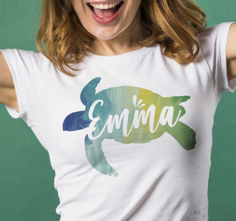 Baby T-Shirt mit Namen personalisiert Schildkröte Watercolor Junge Mädchen 
