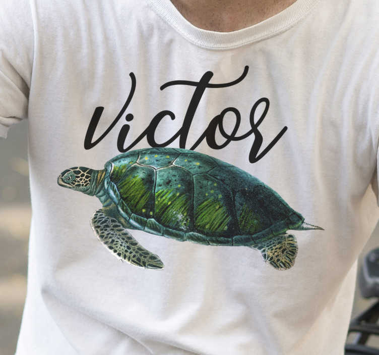 Camiseta de tortuga marina con nombre personalizado - TenVinilo