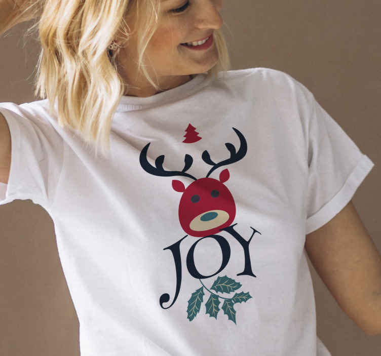 Joy and Reindeer Christmas t-shirt - TenStickers