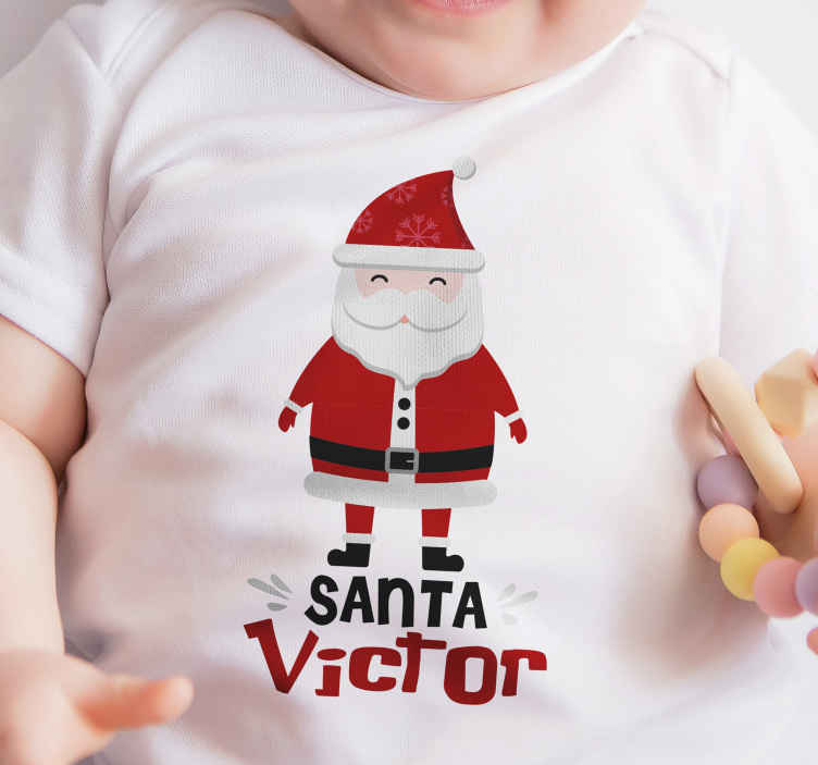 vecino creciendo continuar Camiseta de Navidad Santa Claus con nombre - TenVinilo