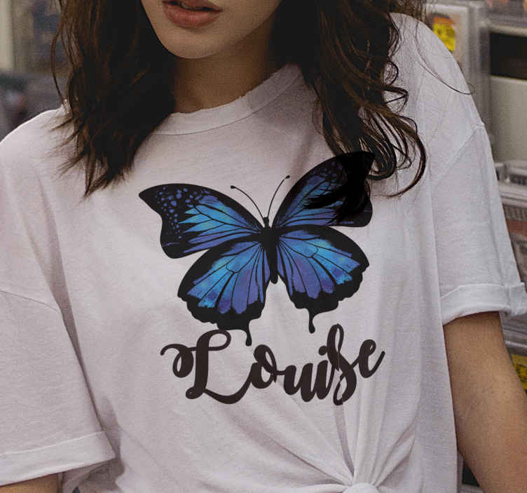 Tick seng største Smuk og farverig sommerfuglet-shirt - TenStickers