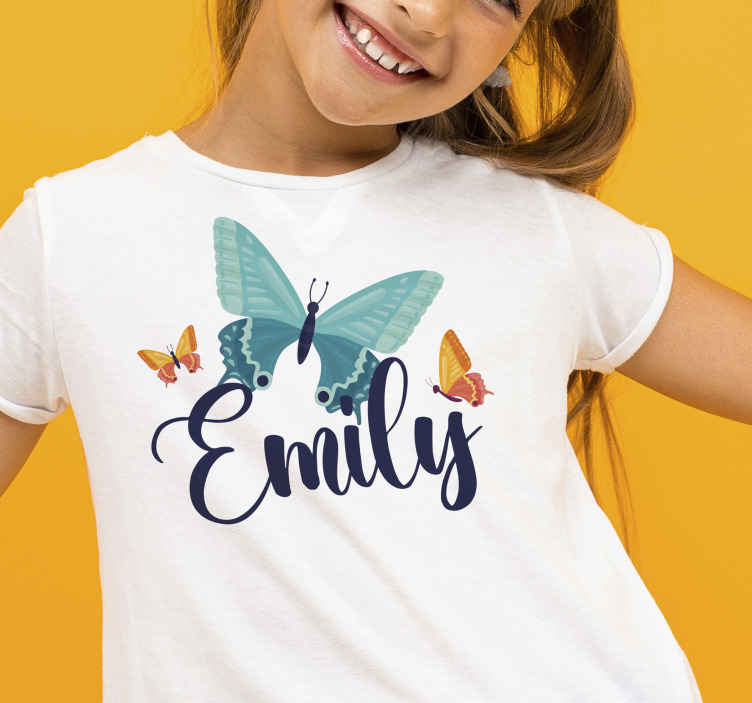 Camiseta infantil mariposas con nombre